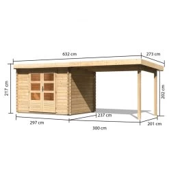 Abri De Jardin En Bois Massif 7,04m² Bastrup 3 Avec Appentis 300cm – Karibu -Boutique De Jardin abri de jardin en bois massif 704m bastrup 3 avec appentis 300cm woodfeeling 1