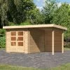 Abri De Jardin En Bois Massif 7,04m² Bastrup 4 Avec Appentis 200cm Et Paroi Arrière – Karibu -Boutique De Jardin abri de jardin en bois massif 704m bastrup 4 avec appentis 200cm et paroi arriere woodfeeling