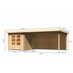 Abri De Jardin En Bois Massif 7,04m² Bastrup 4 Avec Appentis 400cm Et Paroi Arrière – Karibu -Boutique De Jardin abri de jardin en bois massif 704m bastrup 4 avec appentis 400cm et paroi arriere woodfeeling 1