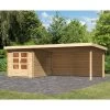 Abri De Jardin En Bois Massif 7,04m² Bastrup 4 Avec Appentis 400cm Et Paroi Arrière – Karibu -Boutique De Jardin abri de jardin en bois massif 704m bastrup 4 avec appentis 400cm et paroi arriere woodfeeling