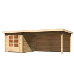 Abri De Jardin En Bois Massif 7,04m² Bastrup 4 Avec Appentis 400cm Et Paroi Arrière – Karibu -Boutique De Jardin abri de jardin en bois massif 704m bastrup 4 avec appentis 400cm et paroi arriere woodfeeling 2