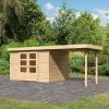 Abri De Jardin En Bois Massif 7,43m² Askola 5 Avec Appentis 240cm – Karibu -Boutique De Jardin abri de jardin en bois massif 743m askola 5 avec appentis 240cm woodfeeling
