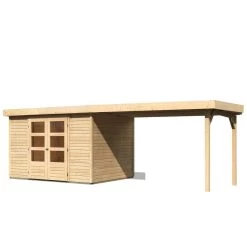 Abri De Jardin En Bois Massif 7,43m² Askola 5 Avec Appentis 280cm – Karibu -Boutique De Jardin abri de jardin en bois massif 743m askola 5 avec appentis 280cm woodfeeling 2
