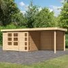 Abri De Jardin En Bois Massif 7,43m² Kerko 5 Avec Appentis 280cm Et Paroi Arrière – Karibu -Boutique De Jardin abri de jardin en bois massif 743m kerko 5 avec appentis 280cm et paroi arriere woodfeeling