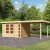 Abri De Jardin En Bois Massif 7,43m² Kerko 5 Avec Appentis 280cm – Karibu -Boutique De Jardin abri de jardin en bois massif 743m kerko 5 avec appentis 280cm woodfeeling