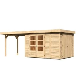 Abri De Jardin En Bois Massif 7,85m² Retola 4 Avec Armoire Intégrée Et Appentis 280cm – Karibu -Boutique De Jardin abri de jardin en bois massif 785m retola 4 avec armoire integree et appentis 280cm woodfeeling 2