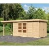 Abri De Jardin En Bois Massif 8,18m² Retola 5 Avec Armoire Intégrée Et Appentis 240cm – Karibu -Boutique De Jardin abri de jardin en bois massif 818m retola 5 avec armoire integree et appentis 240cm woodfeeling