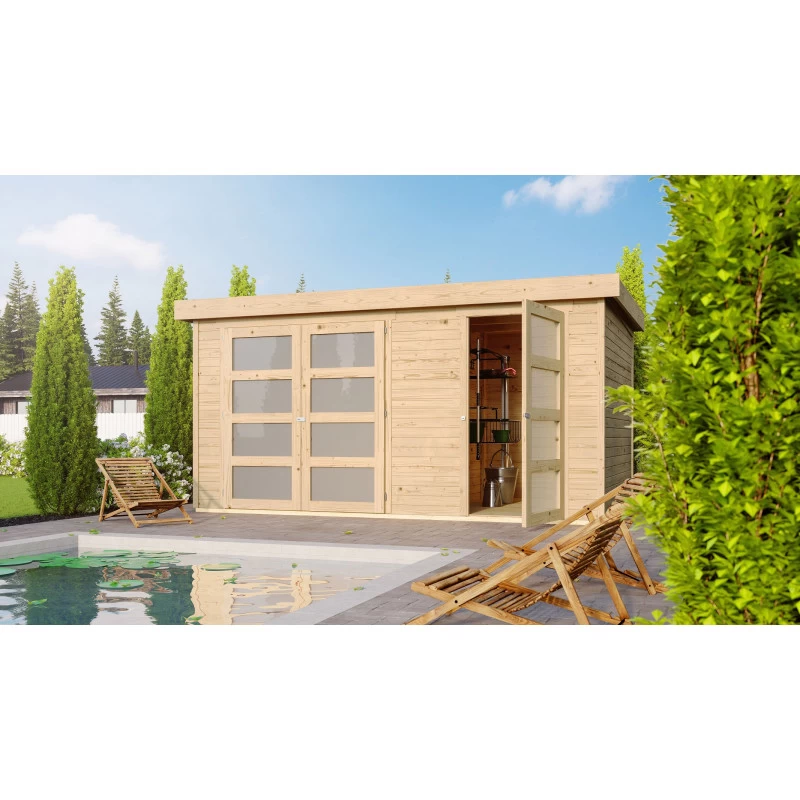 Abri De Jardin En Bois Massif 8,77m² Avec Cloison Intérieure Mühlentrup 1 – Karibu 4 Abri De Jardin En Bois Massif 8,77m² Avec Cloison Intérieure Mühlentrup 1 – Karibu – Image 2