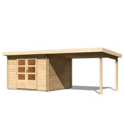 Abri De Jardin En Bois Massif 8,82m² Bastrup 5 Avec Appentis 300cm – Karibu -Boutique De Jardin abri de jardin en bois massif 882m bastrup 5 avec appentis 300cm woodfeeling 2