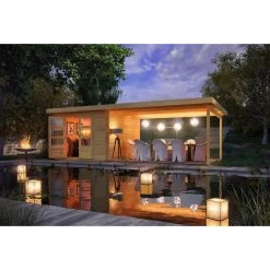 Abri De Jardin En Bois Massif 8,82m² Bastrup 5 Avec Appentis 400cm – Karibu -Boutique De Jardin abri de jardin en bois massif 882m bastrup 5 avec appentis 400cm woodfeeling 2