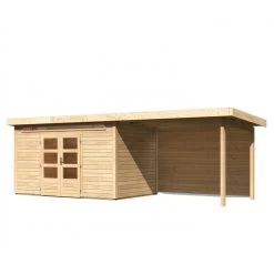 Abri De Jardin En Bois Massif 8,88m² Kandern 7 Avec Appentis 320cm Et Paroi Arrière – Karibu -Boutique De Jardin abri de jardin en bois massif 888m kandern 7 avec appentis 320cm et paroi arriere woodfeeling 3