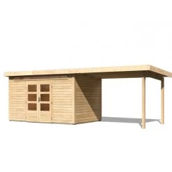 Abri De Jardin En Bois Massif 8,88m² Kandern 7 Avec Appentis 320cm – Karibu -Boutique De Jardin abri de jardin en bois massif 888m kandern 7 avec appentis 320cm woodfeeling 2