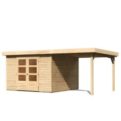 Abri De Jardin En Bois Massif 9,24m² Askola 6 Avec Appentis 240cm – Karibu -Boutique De Jardin abri de jardin en bois massif 924m askola 6 avec appentis 240cm woodfeeling 3