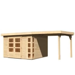 Abri De Jardin En Bois Massif 9,24m² Kerko 6 Avec Appentis 240cm – Karibu -Boutique De Jardin abri de jardin en bois massif 924m kerko 6 avec appentis 240cm woodfeeling 2