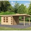 Abri De Jardin En Bois Massif 9,24m² Kerko 6 Avec Appentis 280cm – Karibu -Boutique De Jardin abri de jardin en bois massif 924m kerko 6 avec appentis 280cm woodfeeling