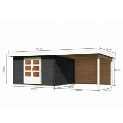 Abri De Jardin En Bois Massif Anthracite 10,60m² Bastrup 7 Avec Appentis 300cm Et Paroi Arrière – Karibu -Boutique De Jardin abri de jardin en bois massif anthracite 1060m bastrup 7 avec appentis 300cm et paroi arriere woodfeeling 1
