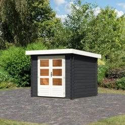 Abri De Jardin En Bois Massif Anthracite 5,62m² Bastrup 2 – Karibu