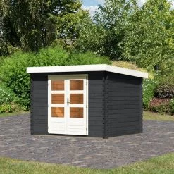 Abri De Jardin En Bois Massif Anthracite 7,04m² Bastrup 3 – Karibu