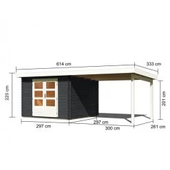 Abri De Jardin En Bois Massif Anthracite 8,82m² Bastrup 5 Avec Appentis 300cm – Karibu -Boutique De Jardin abri de jardin en bois massif anthracite 882m bastrup 5 avec appentis 300cm woodfeeling 2