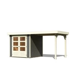 Abri De Jardin En Bois Massif Gris Terre 4,62m² Askola 2 Avec Appentis 240cm – Karibu -Boutique De Jardin abri de jardin en bois massif gris terre 462m askola 2 avec appentis 240cm woodfeeling 2