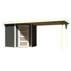 Abri De Jardin En Bois Massif Gris Terre 4,62m² Schwandorf 3 Avec Appentis 280cm – Karibu -Boutique De Jardin abri de jardin en bois massif gris terre 462m schwandorf 3 avec appentis 280cm woodfeeling 2