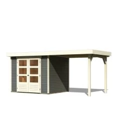 Abri De Jardin En Bois Massif Gris Terre 5,25m² Askola 3 Avec Appentis 240cm - Karibu 10 Abri De Jardin En Bois Massif Gris Terre 5,25m² Askola 3 Avec Appentis 240cm - Karibu -Boutique De Jardin abri de jardin en bois massif gris terre 525m askola 3 avec appentis 240cm woodfeeling 2