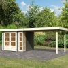 Abri De Jardin En Bois Massif Gris Terre 5,25m² Kerko 3 Avec Appentis 280cm – Karibu -Boutique De Jardin abri de jardin en bois massif gris terre 525m kerko 3 avec appentis 280cm woodfeeling