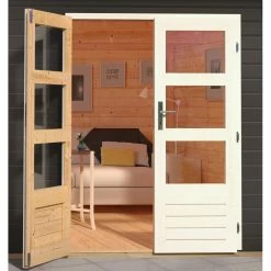 Abri De Jardin En Bois Massif Gris Terre 5,95m² Kandern 3 Avec Appentis 235cm Et Paroi Arrière – Karibu -Boutique De Jardin abri de jardin en bois massif gris terre 595m kandern 3 avec appentis 235cm et paroi arriere woodfeeling 4