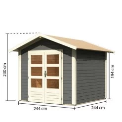 Abri De Jardin En Bois Massif Gris Terre 5,95m² Talkau 4 – Karibu -Boutique De Jardin abri de jardin en bois massif gris terre 595m talkau 4 woodfeeling 2