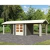 Abri De Jardin En Bois Massif Gris Terre 5,95m² Theres 3 Avec Deux Auvents – Karibu -Boutique De Jardin abri de jardin en bois massif gris terre 595m theres 3 avec deux auvents karibu