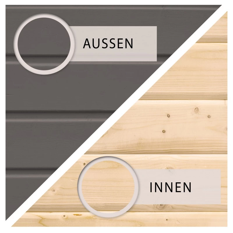 Abri De Jardin En Bois Massif Gris Terre 5,95m² Theres 3 Avec Un Auvent – Karibu 5 Abri De Jardin En Bois Massif Gris Terre 5,95m² Theres 3 Avec Un Auvent – Karibu – Image 3