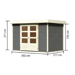 Abri De Jardin En Bois Massif Gris Terre 6,55m² Askola 4 - Karibu -Boutique De Jardin abri de jardin en bois massif gris terre 655m askola 4 woodfeeling 2