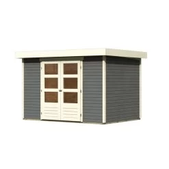 Abri De Jardin En Bois Massif Gris Terre 6,55m² Askola 4 - Karibu -Boutique De Jardin abri de jardin en bois massif gris terre 655m askola 4 woodfeeling 3