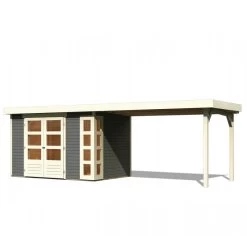 Abri De Jardin En Bois Massif Gris Terre 6,55m² Kerko 4 Avec Appentis 280cm – Karibu -Boutique De Jardin abri de jardin en bois massif gris terre 655m kerko 4 avec appentis 280cm woodfeeling 3