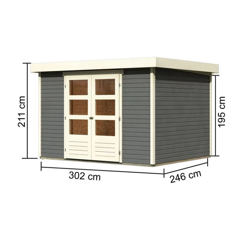 Abri De Jardin En Bois Massif Gris Terre 7,43m² Askola 5 - Karibu 4 Abri De Jardin En Bois Massif Gris Terre 7,43m² Askola 5 - Karibu – Image 2