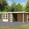 Abri De Jardin En Bois Massif Gris Terre 7,43m² Kerko 5 Avec Appentis 280cm Et Paroi Arrière – Karibu