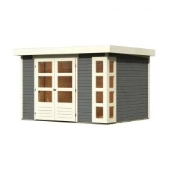 Abri De Jardin En Bois Massif Gris Terre 7,43m² Kerko 5 – Karibu -Boutique De Jardin abri de jardin en bois massif gris terre 743m kerko 5 woodfeeling 2