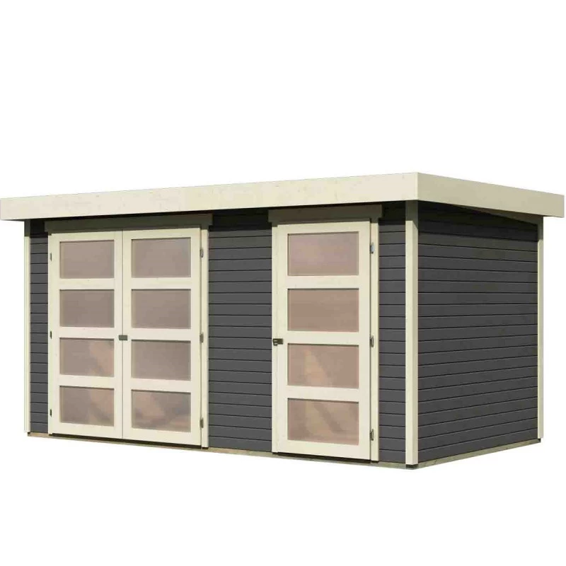 Abri De Jardin En Bois Massif Gris Terre 8,77m² Avec Cloison Intérieure Mühlentrup 1 – Karibu 6 Abri De Jardin En Bois Massif Gris Terre 8,77m² Avec Cloison Intérieure Mühlentrup 1 – Karibu – Image 4