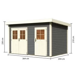 Abri De Jardin En Bois Massif Gris Terre 8,88m² Avec Cloison Intérieure Tintrup – Karibu -Boutique De Jardin abri de jardin en bois massif gris terre 888m avec cloison interieure tintrup woodfeeling 2