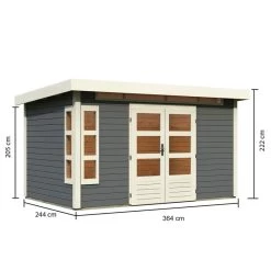 Abri De Jardin En Bois Massif Gris Terre 8,88m² Kastorf 7 – Karibu -Boutique De Jardin abri de jardin en bois massif gris terre 888m kastorf 7 karibu 3