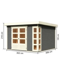 Abri De Jardin En Bois Massif Gris Terre 9,24m² Kerko 6 – Karibu -Boutique De Jardin abri de jardin en bois massif gris terre 924m kerko 6 woodfeeling 2