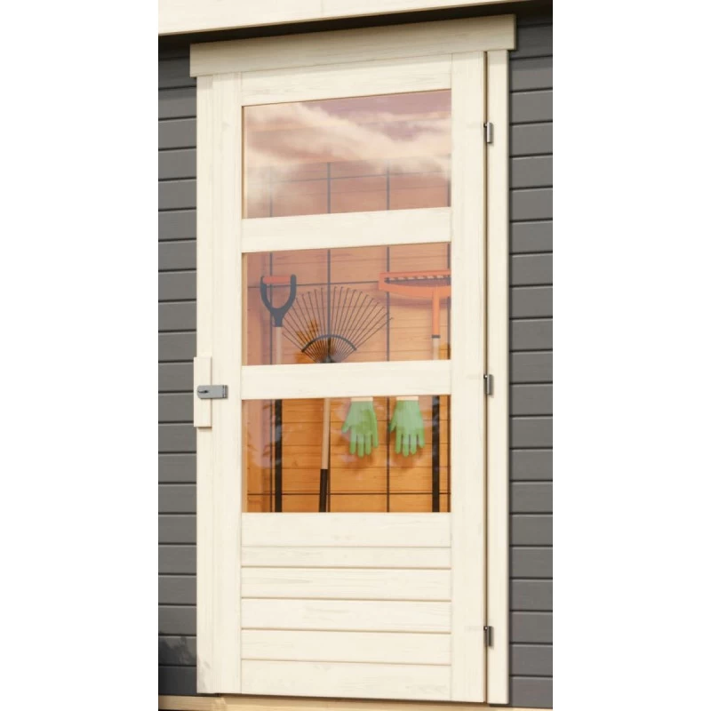 Abri De Jardin En Bois Gris Terre 4,62m² Freiburg 2 Avec Appentis De 2,40 M - Karibu 8 Abri De Jardin En Bois Gris Terre 4,62m² Freiburg 2 Avec Appentis De 2,40 M - Karibu – Image 6