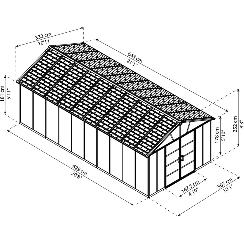 Abri De Jardin En Polycarbonate 21,3m² Sans Plancher YUKON - Palram - Canopia 5 Abri De Jardin En Polycarbonate 21,3m² Sans Plancher YUKON - Palram - Canopia – Image 3
