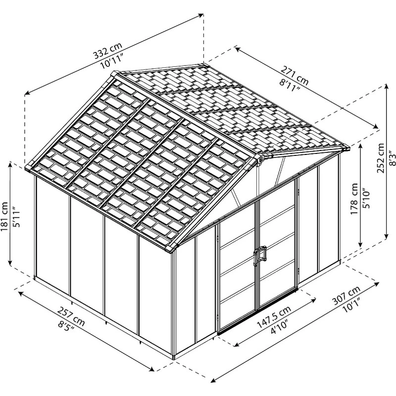 Abri De Jardin En Polycarbonate 7,9m² Avec Plancher YUKON - Palram - Canopia 5 Abri De Jardin En Polycarbonate 7,9m² Avec Plancher YUKON - Palram - Canopia – Image 3