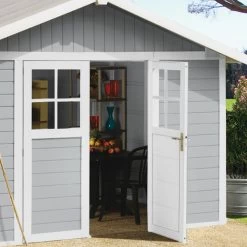 Abri De Jardin En PVC 11,2m² DECO Gris Clair Et Blanc Grosfillex + Kit Ancrage Offert 11 Abri De Jardin En PVC 11,2m² DECO Gris Clair Et Blanc Grosfillex + Kit Ancrage Offert -Boutique De Jardin abri de jardin en pvc 112m deco gris clair et blanc grosfillex 3