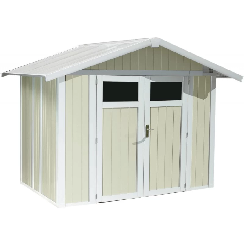 Abri De Jardin En PVC 4,9m² UTILITY Blanc Et Gris Vert Grosfillex + Kit Ancrage Offert 3 Abri De Jardin En PVC 4,9m² UTILITY Blanc Et Gris Vert Grosfillex + Kit Ancrage Offert