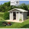 Abri De Jardin En PVC 7,53m² UTILITY Blanc Et Gris Vert Grosfillex + Kit Ancrage Offert -Boutique De Jardin abri de jardin en pvc 753m utility blanc et gris vert grosfillex