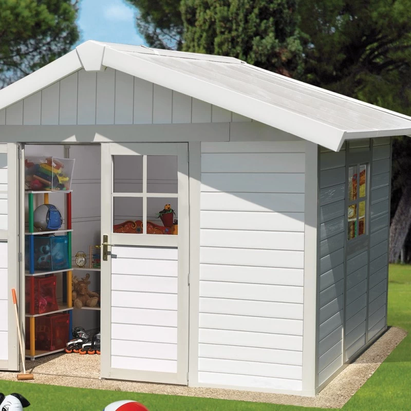 Abri De Jardin En PVC 7,5m² DECO Blanc Et Gris Vert Grosfillex + Kit Ancrage Offert 5 Abri De Jardin En PVC 7,5m² DECO Blanc Et Gris Vert Grosfillex + Kit Ancrage Offert – Image 3
