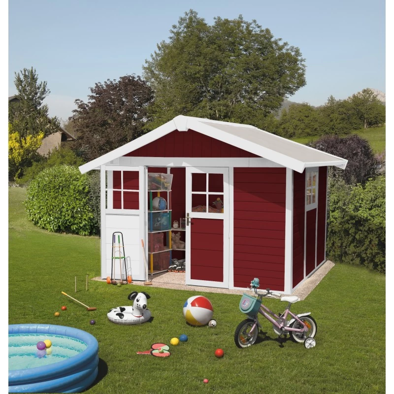 Abri De Jardin En PVC 7,5m² DECO Rouge Et Blanc Grosfillex + Kit Ancrage Offert 3 Abri De Jardin En PVC 7,5m² DECO Rouge Et Blanc Grosfillex + Kit Ancrage Offert