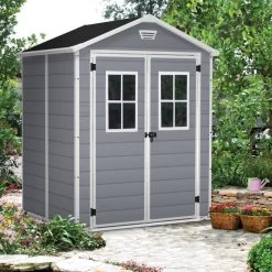 Abri De Jardin En Résine 2,8m² Gris Clair Premium 65 DPF + Plancher Keter